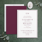 Invitation Élégant Burgundy Classic Script Monogram Mariage