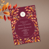 Invitation Elegant Burgundy Fall Leaves Wedding
