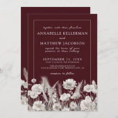 Invitation Elegant Burgundy Floral Boho Wedding (Devant / Derrière)