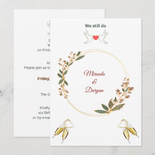 Invitation Elegant Burgundy Floral Wedding Anniversary