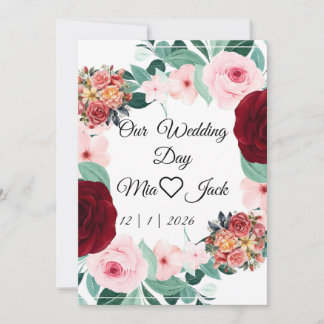 Invitation Elegant Burgundy Floral Wedding Welcome Sign