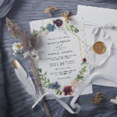 Invitation Elegant Burgundy Flowers Budget QR Code Wedding