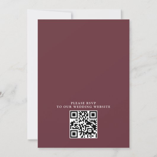 Invitation Elegant Burgundy Flowers Budget QR Code Wedding (Dos)
