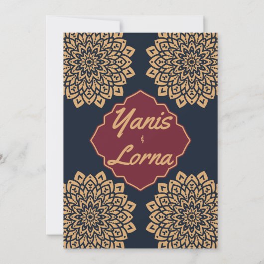 Invitation ÉLÉGANT Burgundy GOLD CLASSIQUE MANDALA MARIAGE IN (Dos)