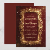 Invitation Elegant Burgundy & Gold Floral Frame Wedding (Devant / Derrière)