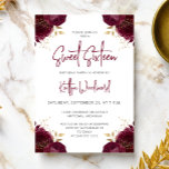Invitation Elegant Burgundy Gold Floral Sweet 16 Party<br><div class="desc">This trendy Sweet Sixteen birthday party invitation features burgundy red roses with faux gold foil foliage in four corners on a white background. The words "Sweet Sixteen" and the name of the guest of honor appear in trendy modern burgundy handwriting script. Add the details in charcoal gray sans serif font....</div>
