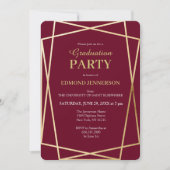 Invitation Elégant Burgundy Gold Geometry Graduation Party (Devant)