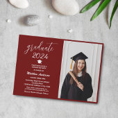 Invitation Élégant Burgundy Graduate 2024 Graduation Photo