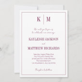 Invitation Elegant Burgundy Monogram Wedding  (Devant)