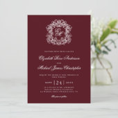 Invitation Elegant Burgundy Monogram Wedding Crest (Debout devant)