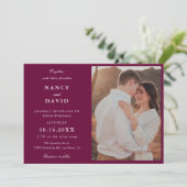 Invitation Elegant Burgundy Photo Wedding (Debout devant)