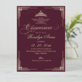 Invitation Elegant Burgundy Princess Quinceañera (Debout devant)