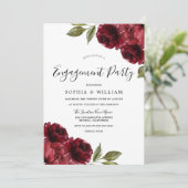 Invitation Elégant Burgundy Red Flowers (Debout devant)