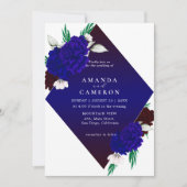 Invitation Elegant Burgundy Red Navy Blue "MARIGOLD" Wedding (Devant)