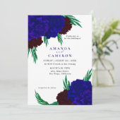 Invitation Elegant Burgundy Red Navy Blue "MARIGOLD" Wedding (Debout devant)