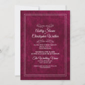 Invitation Elegant Burgundy Velvet White QR code Wedding (Devant)