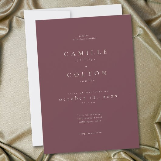Invitation Elegant Burgundy Wine Minimalist Wedding