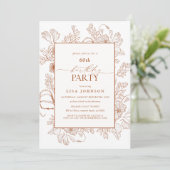 Invitation Elégant Burnt Orange 60e Anniversaire Floral Line (Debout devant)