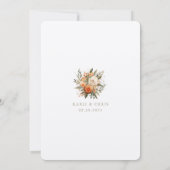 Invitation Elegant Burnt Orange Floral Elopement Reception (Dos)