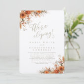 Invitation Elegant Burnt Orange Floral Elopement Reception (Debout devant)