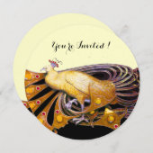 INVITATION ÉLÉGANT CACHET EN CERCLE CRÈME NOIRE JAUNE (Devant / Derrière)