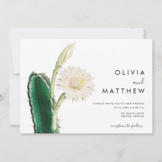 Invitation Elégant cactus botanique vintage mariage du désert