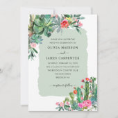 Invitation Elégant Cactus Succulent verdure Mariage Floral (Devant)