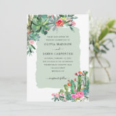 Invitation Elégant Cactus Succulent verdure Mariage Floral (Debout devant)