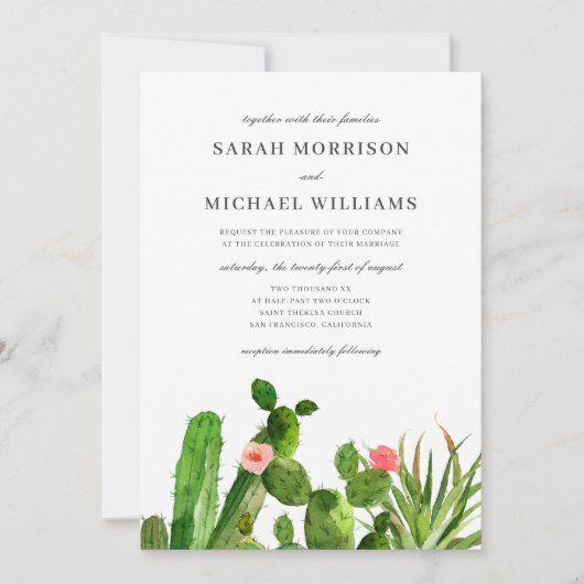 Invitation Elegant cactus | Wedding Invite (Devant)