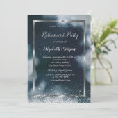 Invitation Elégant cadre Argent Confetti Night Sky Retraite (Debout devant)