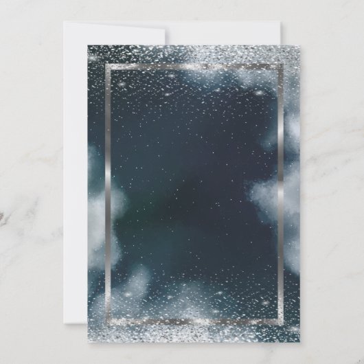 Invitation Elégant cadre Argent Confetti Night Sky Retraite (Dos)