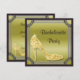 Invitation Élégant cadre argenté Stiletto doré pour l'enterre
