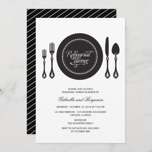 Invitation Elégant Cadre Cadre Mariage Répétition Dîner (Devant / Derrière)