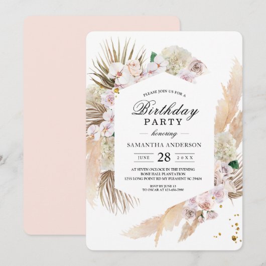 Invitation Elégant cadre de beauté pour orchidées florales et (Devant / Derrière)