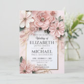 Invitation Elégant cadre de découpage papier Mariage floral P (Debout devant)