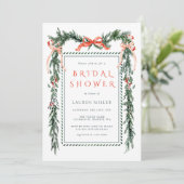 Invitation Élégant cadre de la branche de pin Fête des mariée (Debout devant)