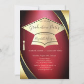 Invitation Élégant cadre de la limite de diplôme d'or Red Gra (Devant)