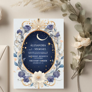 Invitation Élégant cadre de mariage céleste à l'aquarelle éto