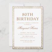 Invitation Elégant cadre de Parties scintillant or 80ème anni (Devant)