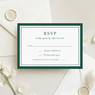Invitation Élégant Cadre de réponse de mariage vert chasseur