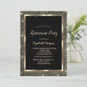 Invitation Elégant cadre de Séquins Or Black Retraite (Debout devant)