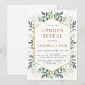 Invitation Elégant cadre de verdure or Genre Révélation (Devant / Derrière)