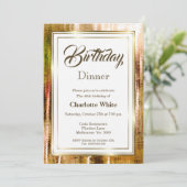 Invitation Elégant cadre d'or rustique 40e anniversaire Dîner (Debout devant)