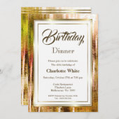 Invitation Elégant cadre d'or rustique 40e anniversaire Dîner (Devant / Derrière)