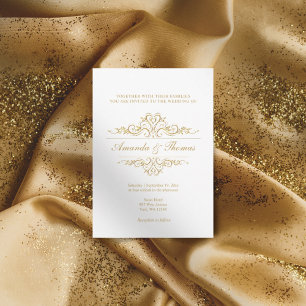 Invitation élégant cadre doré élégant mariage