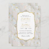 Invitation Elégant cadre en or Pastel Opal Gemstone (Devant / Derrière)