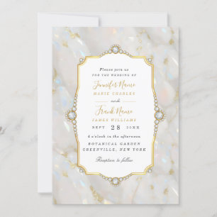 Invitation Elégant cadre en or Pastel Opal Gemstone