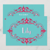 Invitation Elégant cadre fleuri (Devant / Derrière)