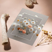 Invitation Élégant cadre floral 3D mariage fleurs blanches