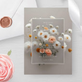 Invitation Élégant cadre floral 3D mariage fleurs blanches